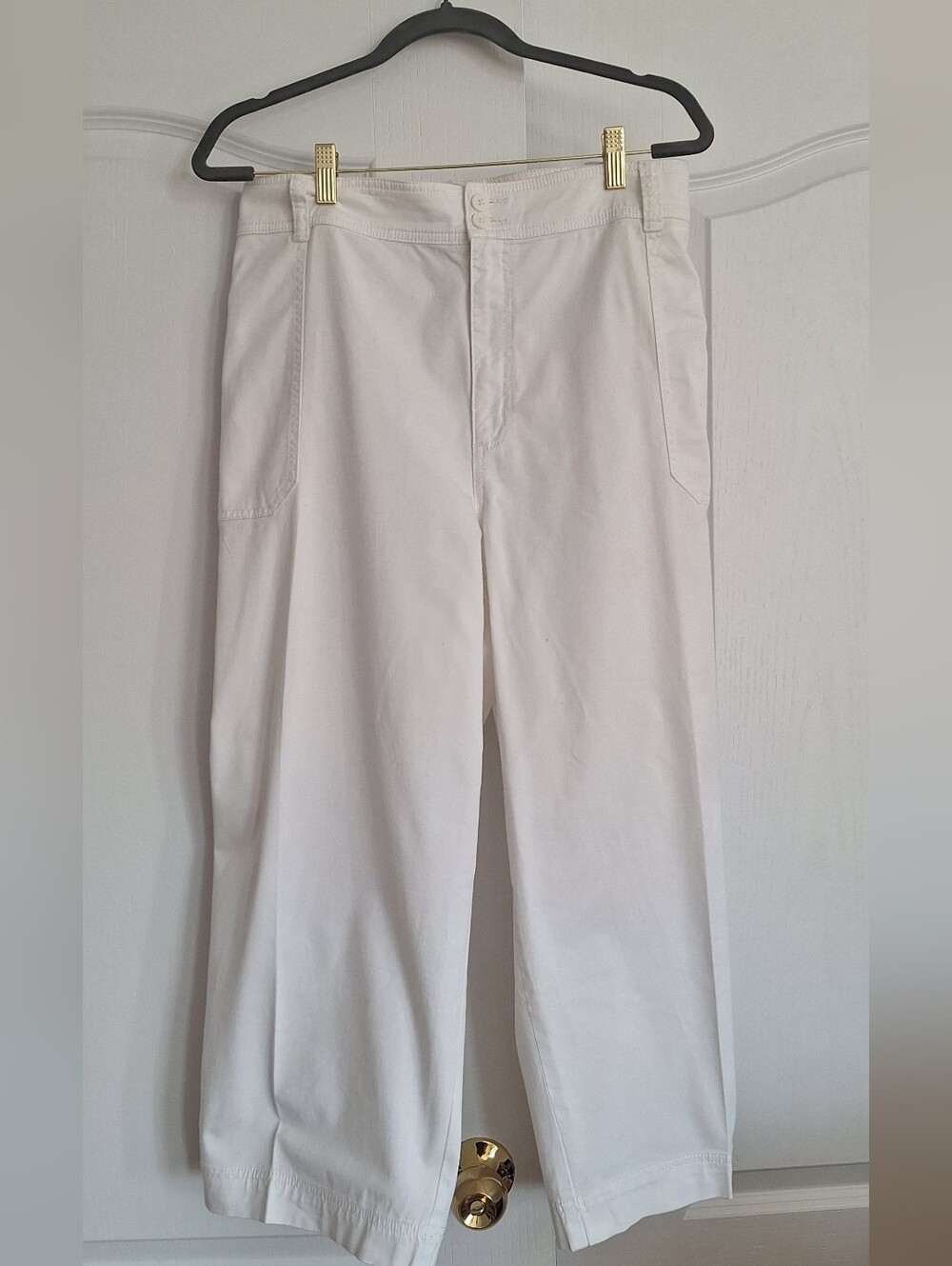 Chaps White Cotton Cropped Pants